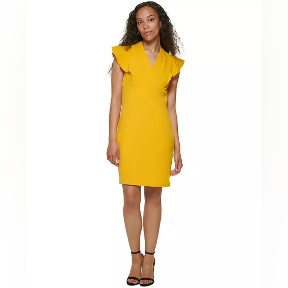 NWT DKNY Flutter Sleeve V-Neck Dress 16P Petite MSRP $129
